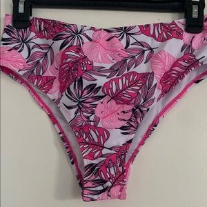 NEW Pink Leaf Print Bikini Bottom